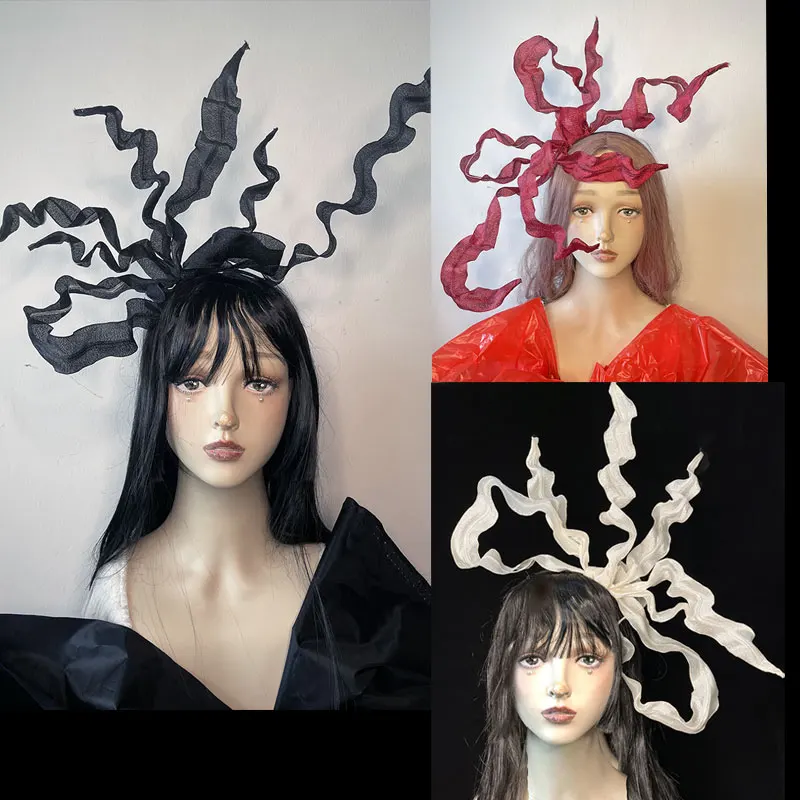 

White, Black and Red Modeling Headdress Exaggerated Flame Hair Accessories Catwalk Personality Headband