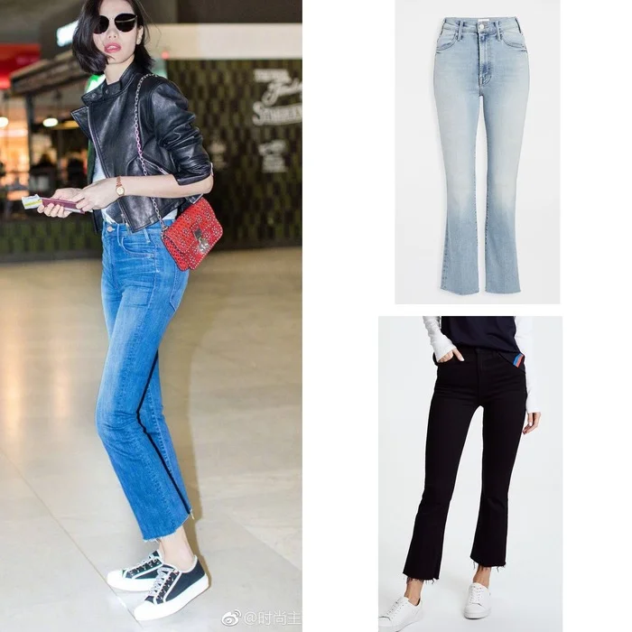Fashion Classic Trendy luxury design Elastic Force High Waist Burr Small Straight Cylinder Jeans Girl