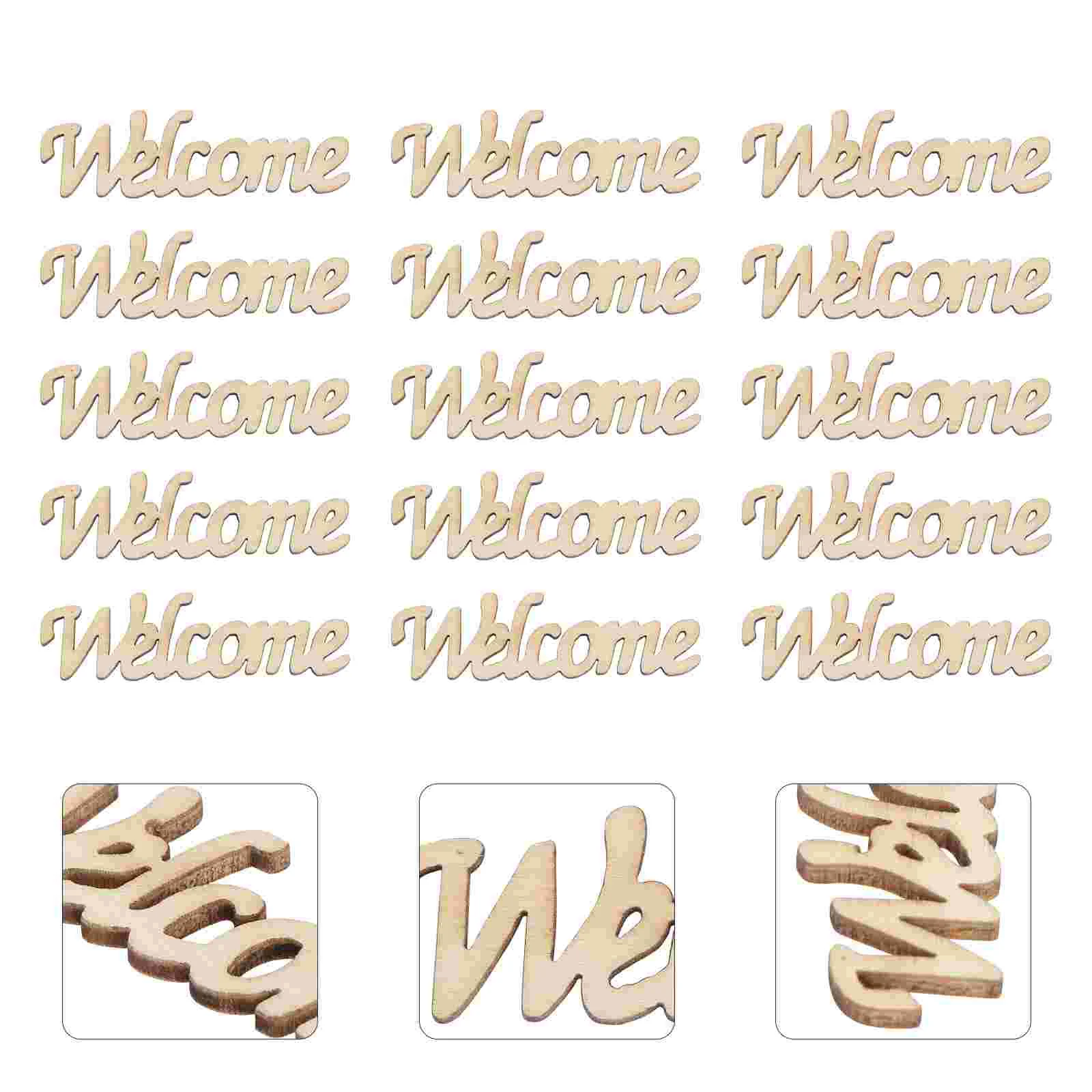 

15pcs Welcome Wood Piece Decor Prop Wood Piece for Wedding Party Home Gathering