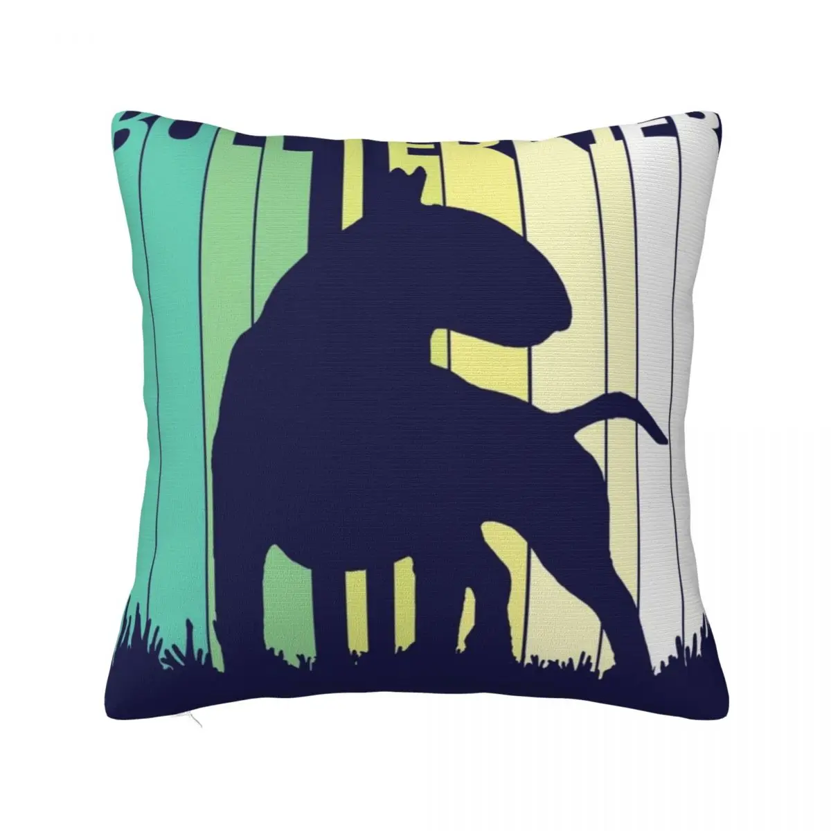 

Bull Terrier Dog Breed Pillow Case Vintage Cushion Zipper Pillowcase Summer Decorative Polyester Cover