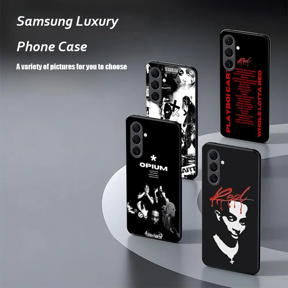 Фото Модный чехол для телефона P-Playboi Carti для Samsung Galaxy S26 S25 S24 S23 S22 S21 Plus Ultra Note20, мягкий черный №4