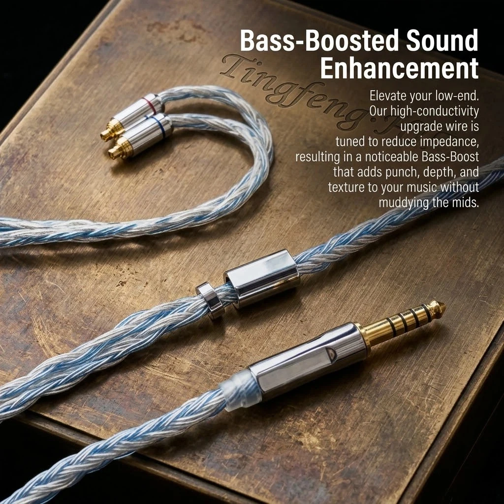 Фото Кабель Tingfeng 24 Core MMCX для Sennheiser IE900 IE600 IE300 IE200, плетеный из линтовой проволоки, балансный, 2.5/3.5/4.4 мм, улучшенный провод, 1.2 м №5