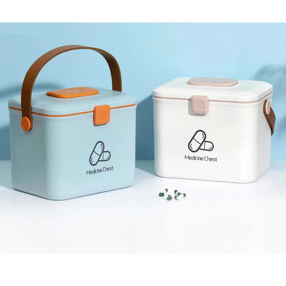 

Household medicine storage box Layered large capacity portable multi-divided compartment well sealed storage containers