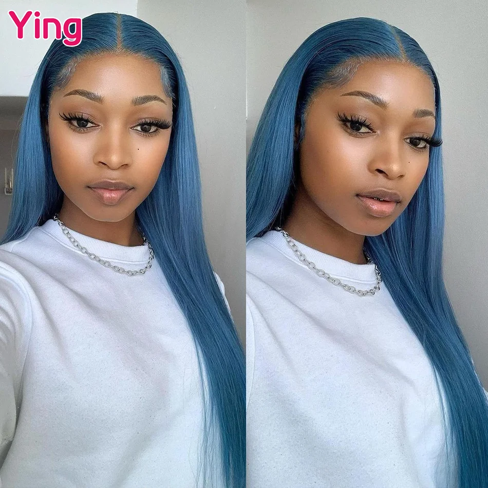 Ying Dark Bleu 13X6 Bone Straight Human Hair 613 Blonde Lace Frontal Wig 180% Brazilian Remy 13X4 Transparent Lace Front Wigs