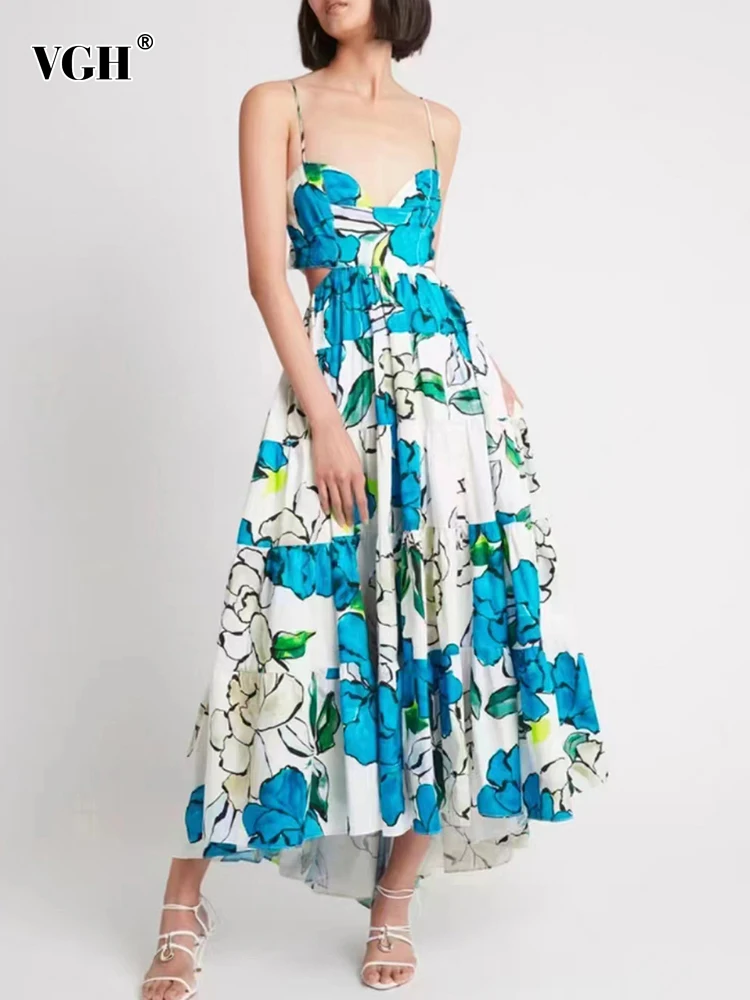 Женское платье средней длины без рукавов VGH свободное пикантное с V-образным