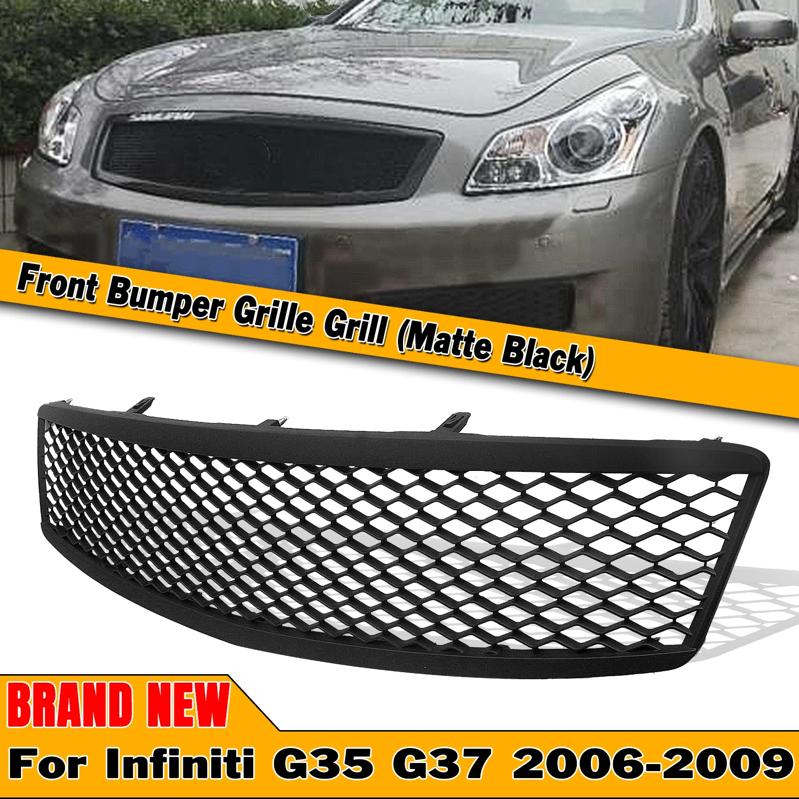 

Для Infiniti G35 G37 2006-2009 седан только передняя решетка матовый/глянцевый черный углеродное волокно внешний вид гриль верхний бампер