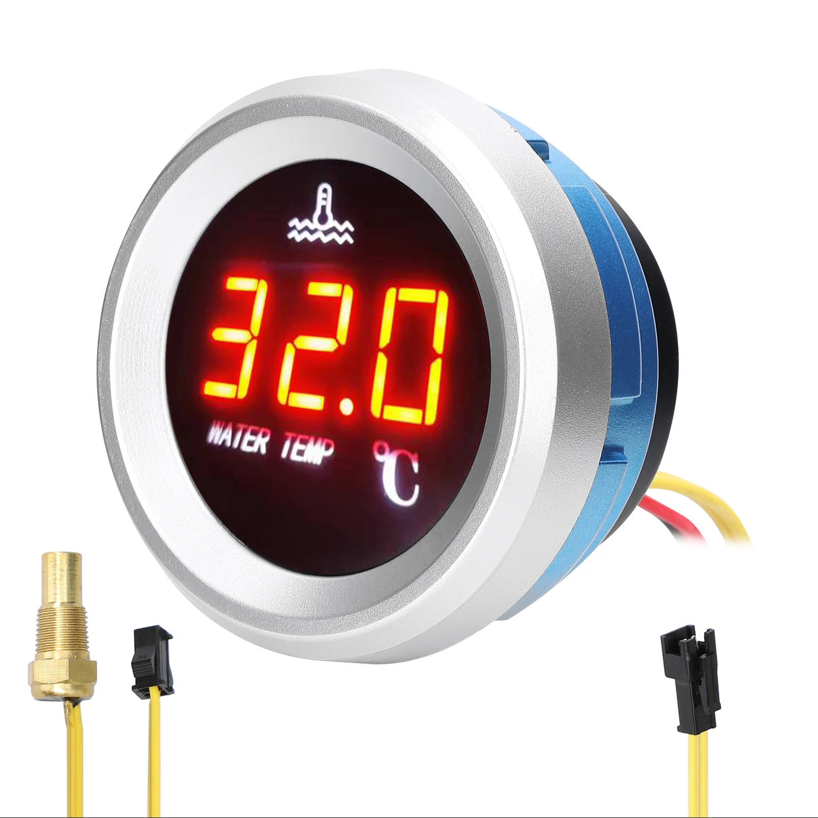 

Цифровой Датчик Температуры Воды 52 Мм С LED-дисплеем, 9-36В, Автомобильный Измеритель Температуры С Функцией Сигнализации