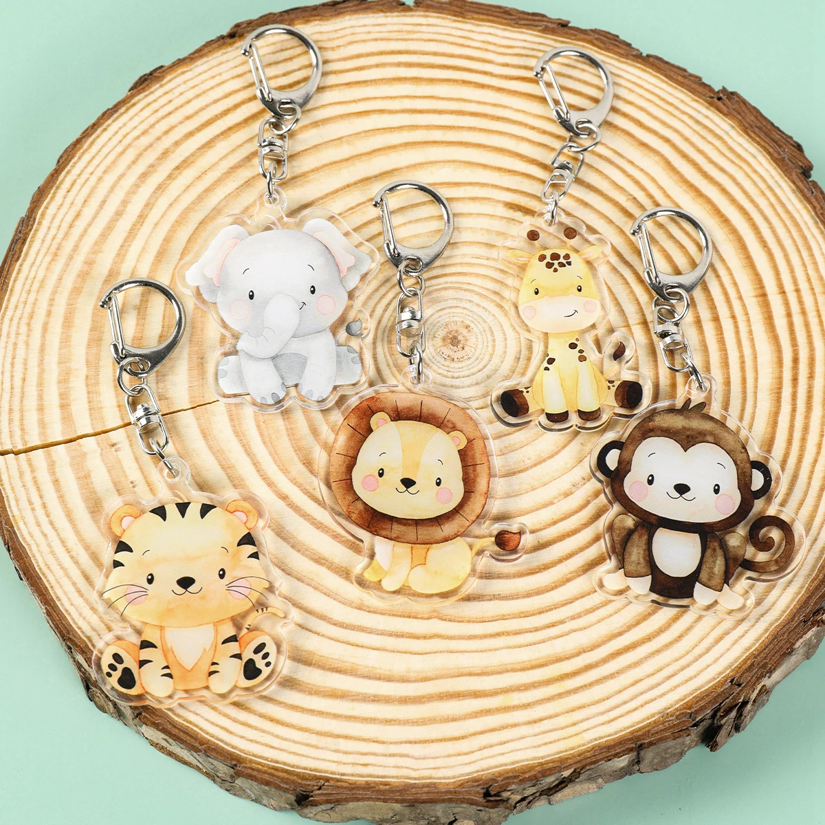 

Cartoon Animal Key Chain Jungle Safari Birthday Party Decoration Baby Shower Kids Wild One Party Supplies Jungle Animal Pendants
