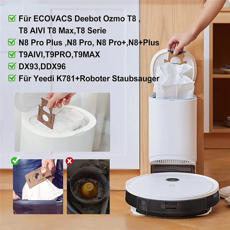 Набор из 10 мешков для пылесосов Ecovacs Deebot N8 + Pro Ozmo T8 AIVI T9 Yeedi Vac
