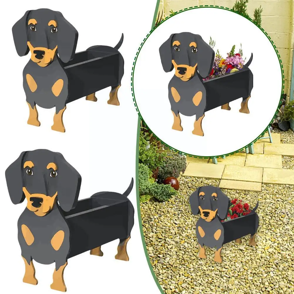 

Dachshund Dog Planter Plant Pot Doggy Shape Flower Pot Plant Container Holder For Outdoor Indoor Plants Home Office Storage J1G6