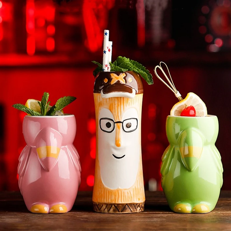 Drinking Glasses Tiki Cocktail Glass Grimace Cups Ceramic Cup Wine Glass Animal Shapes Creative Cocktail Glasses Bar Accessories