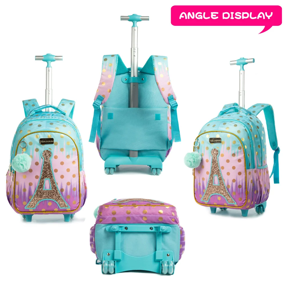 Bikab School Bags for Girls with Wheeled Bag Backpack for Kids Backpacks for School Teenagers Girls Tower School Bags for Girls