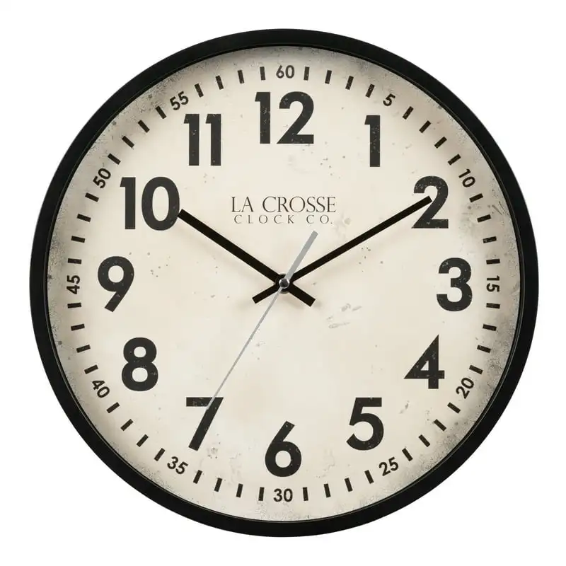 

Crosse Clock 14-inch Black Ellis Quartz Analog Wall Clock, 404-3036B