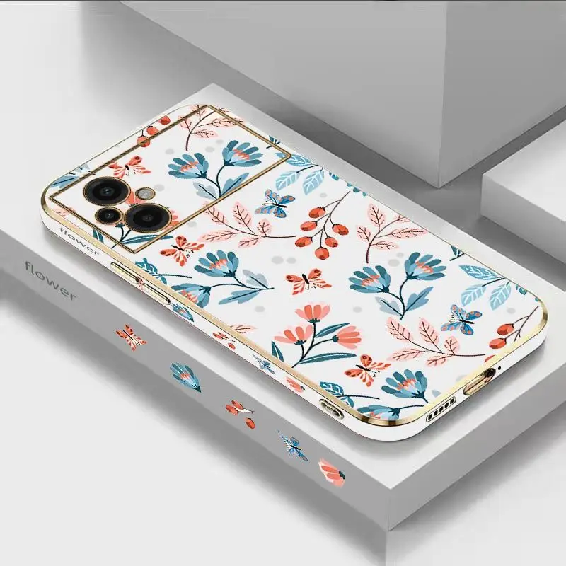 

Delicate floral Luxury Plating Phone Case For Xiaomi Poco M5 F4 F4 GT X4 X4 GT M4 Pro F3 X3 M3 X3 NFC X2 X3 Pro C40 Cover