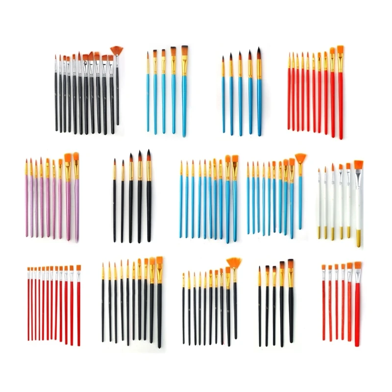 

5/6/10/12Pcs Round Pointed Tip Paintbrushes Paint Brush Sets Nylon Hair Artist Acrylic Paint Brushes for Oil Dropship