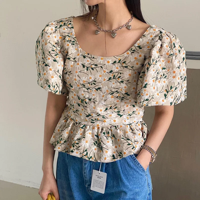 

Летняя новая маленькая свежая Милая Модная рубашка с цветочной вышивкой