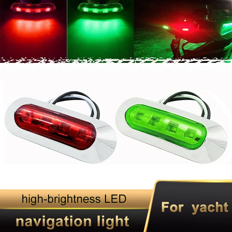 Luz LED de navegación para barco, luces de pontón impermeables con lazo rojo y verde, lámpara de navegación para velero y Kayak, 12V-24V, 4LED, 2 uds.