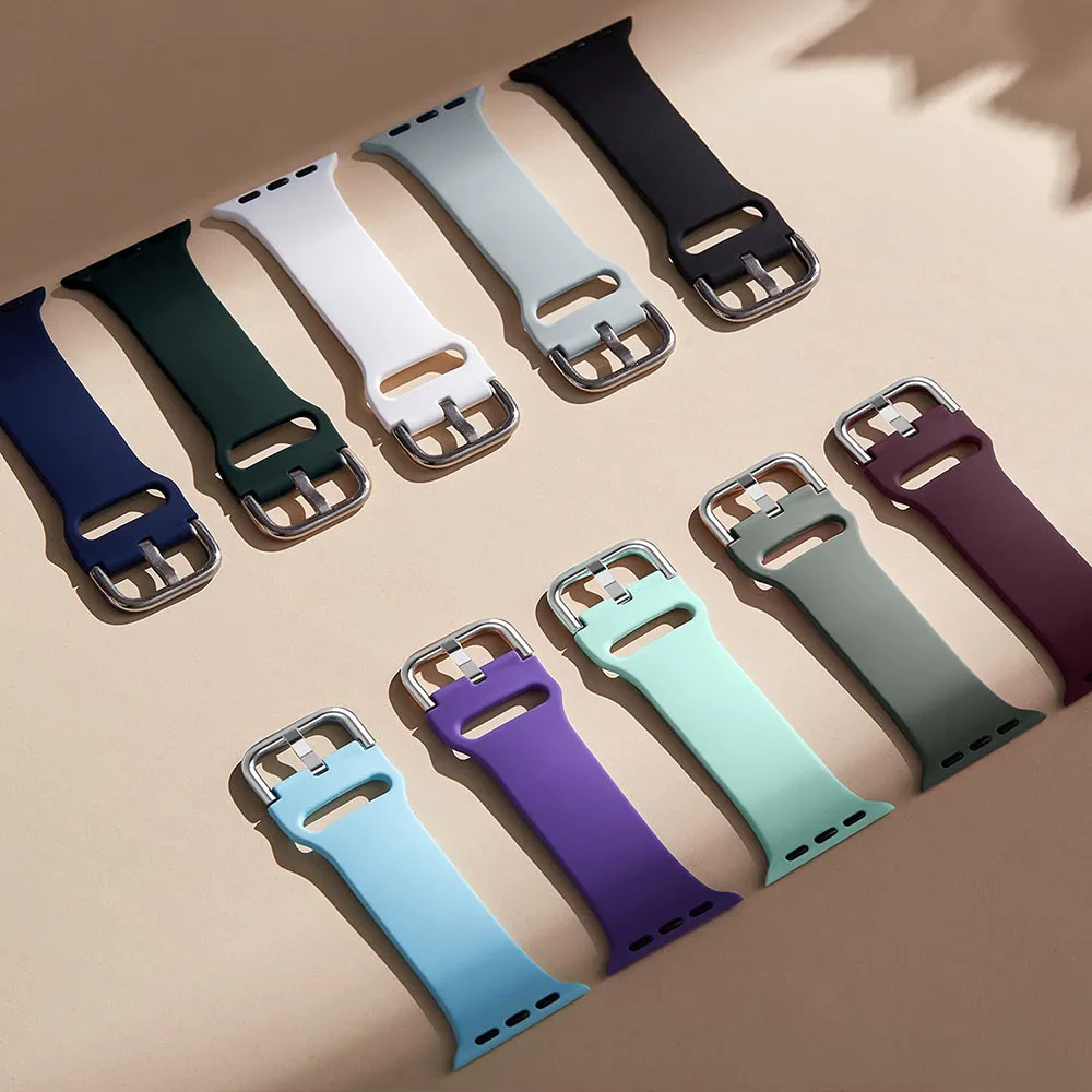 Ремешок силиконовый для Apple Watch Band 44 мм 40 38 42 браслет наручных часов Correa Iwatch Series 7 6 Se