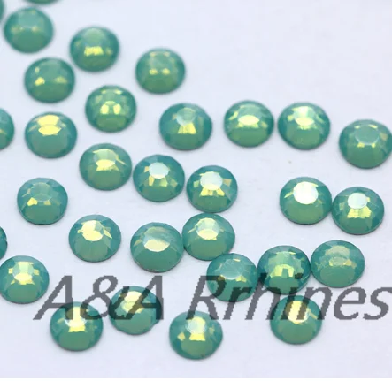 

Полноразмерные зеленые опаловые Стразы без горячей фиксации для дизайна ногтей украшение для маникюра с плоской спинкой и тканевая одежда