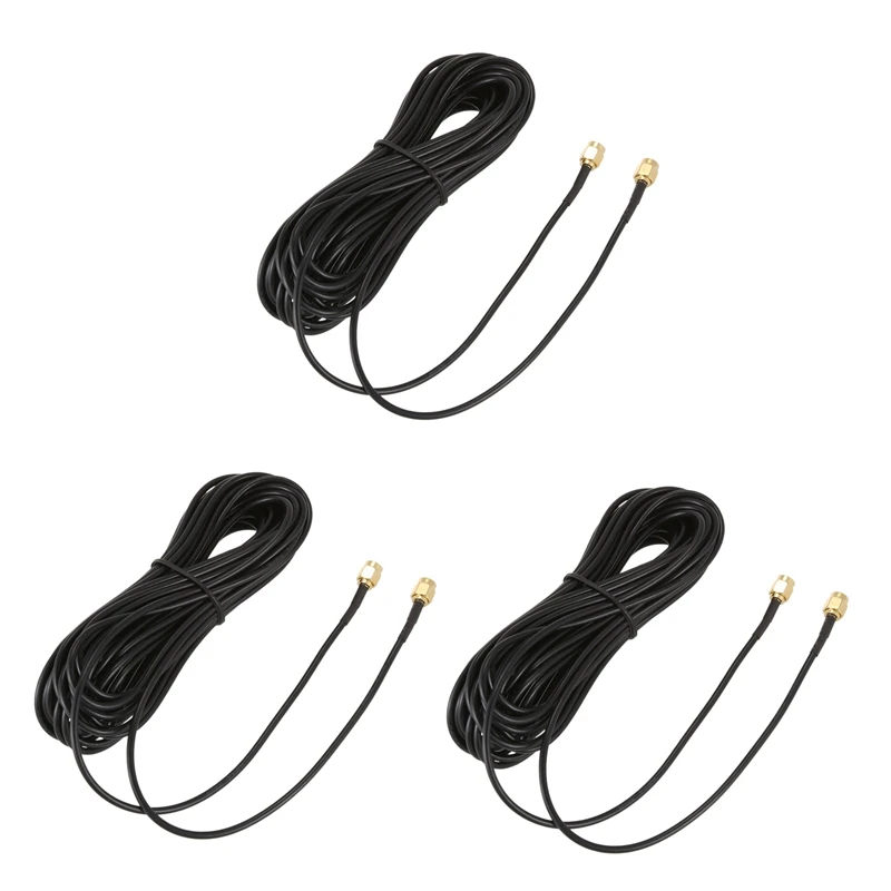 

3X 10M SMA Male To SMA Male M-M Connector RF Coaxial Pigtail RG174 Extension Cable Gold