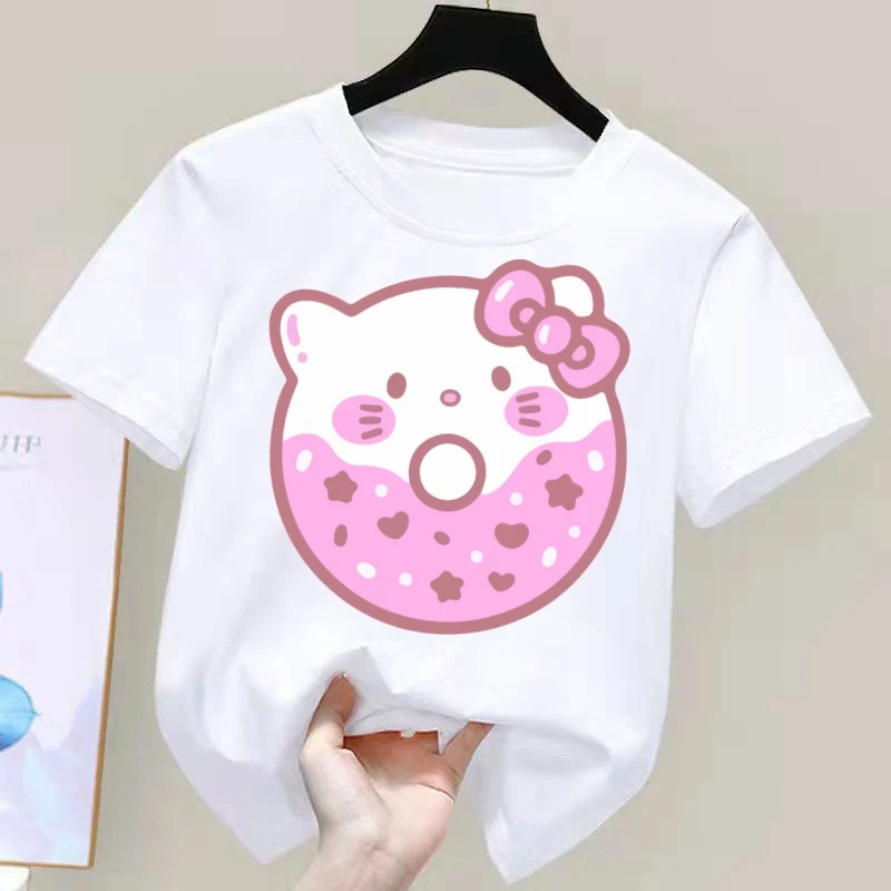 

Summer My Melody Kuromi Hello Kitty Children T-Shirt Sanrio Anime Cartoons Casual Clothes Girl Boy Short Sleeve Tops Kawaii Gift
