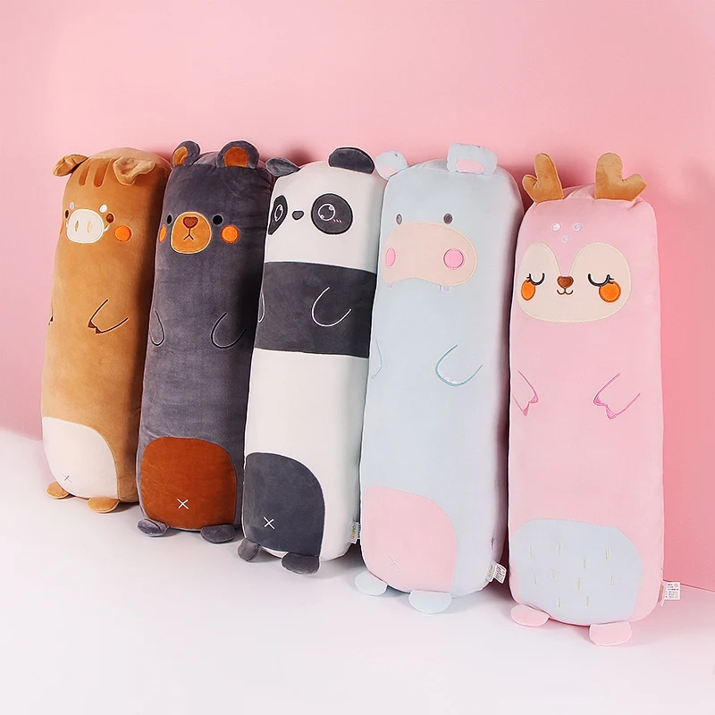 

70-100cm Plush Long Animal Toys Pig Panda Deer Bear Hippo Dolls Soft Sleeping Cushion Nap Pillow Stuffed Kawaii Toy Kids Girls