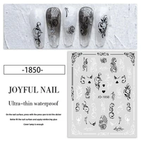 exquisite lightweight non fading hand painted black white roses nail art sticker for women nail art stickers nail stickers