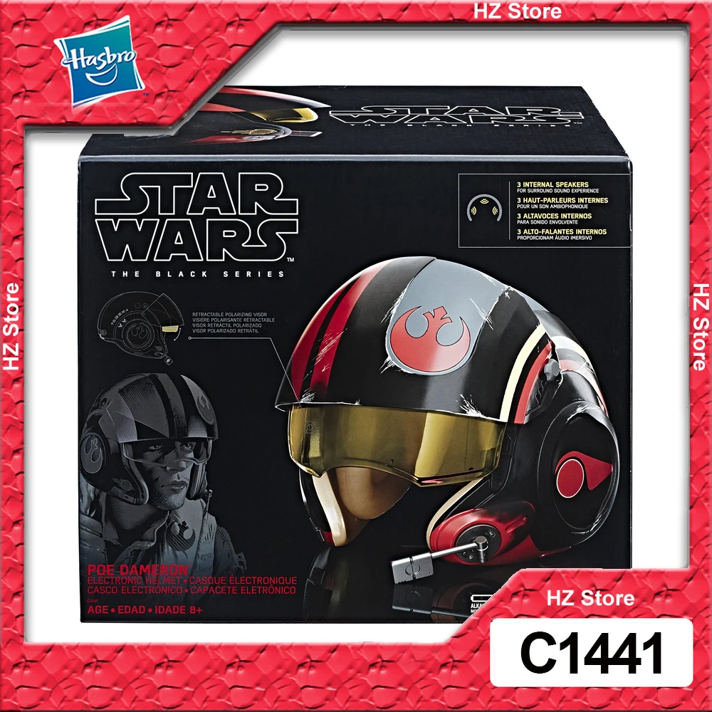 

Hasbro Звездные войны черная серия Poe Dameron электронный X-Wing пилотный шлем с микрофоном Пробуждение силы для новогоднего подарка