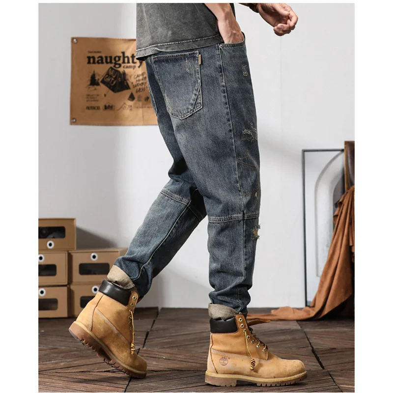 Men Clothing Straight Loose Cylinder Jeans Vintage Simplicity Comfortable Blue Large Harun Trousers Women 2022 Autumn and Winter