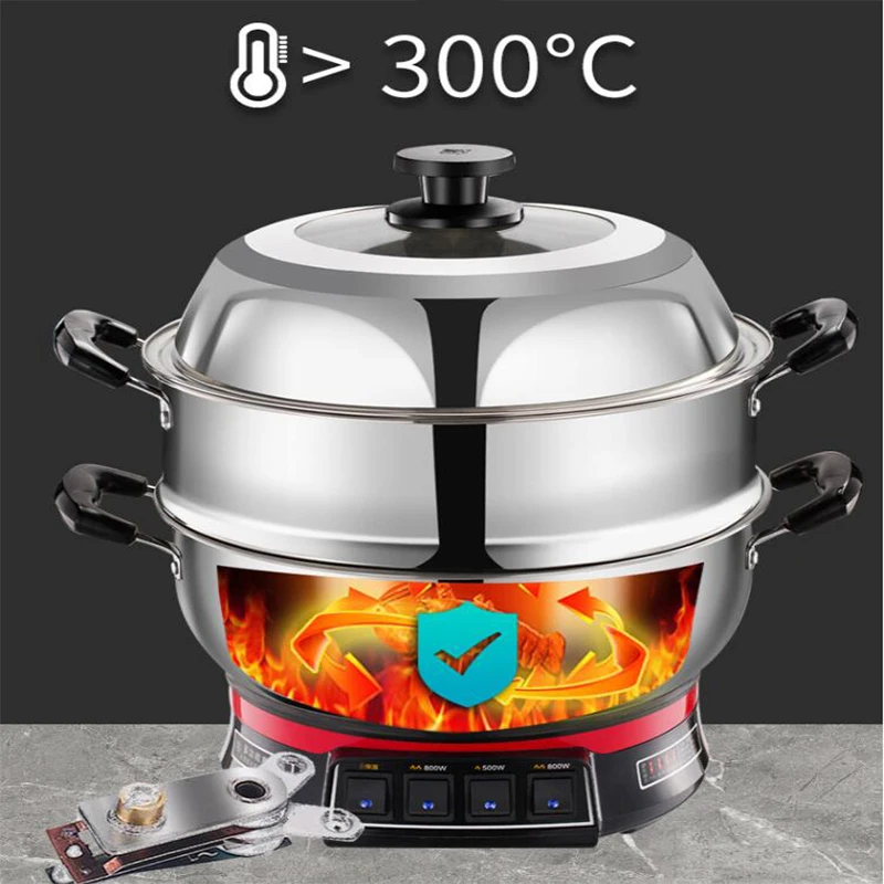 Multifunctional Steamer 304 Stainless Steel Large Capacity Electric Food Steamers 3 Layers Energy-saving Electric Steamer 220V