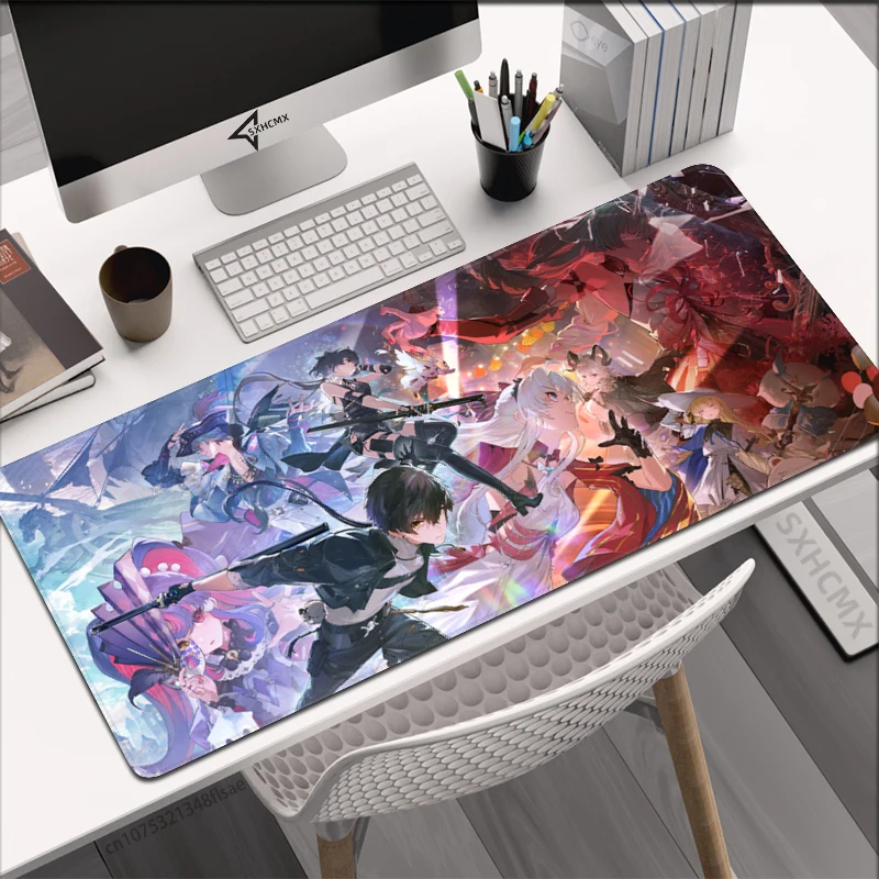 Фото Mouse Pad Wuthering Waves Gamer ROCCIA Kawaii Anime Office Grande Desk Pad Pc Gaming Accessories Stitch Edge Rubber Keyboard Mat №1