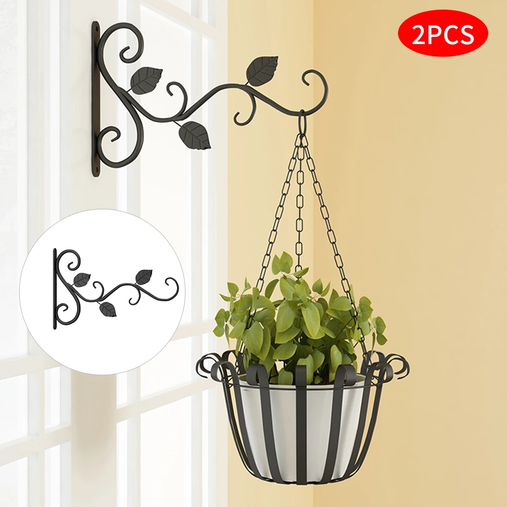 

2 Pcs Hanging Plants Bracket Wall Hanging Flower Pot Support Bracket Hook Iron Hanger Plants Holder Balcony Home Decoration
