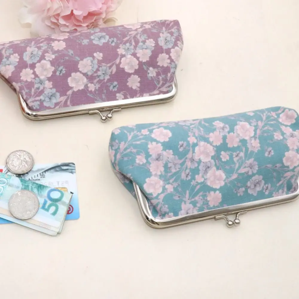 Длинный кошелек с замком поцелуя и принтом корейский стиль ретро-кошелек цветком