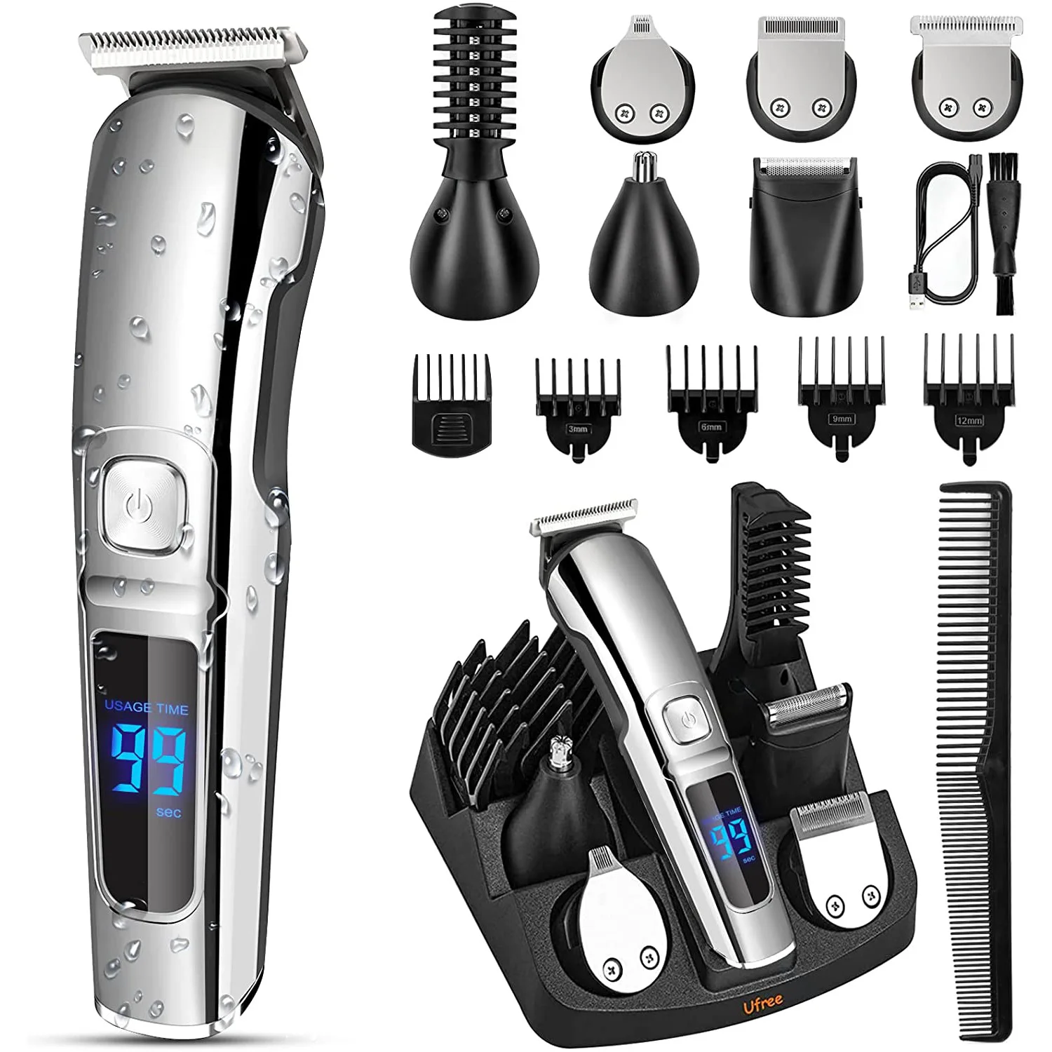 

Multi-function Intelligent Hair Clipper Body Hair Knife Set USB Charging Digital Display Electric Pusher Electric Hair Removal