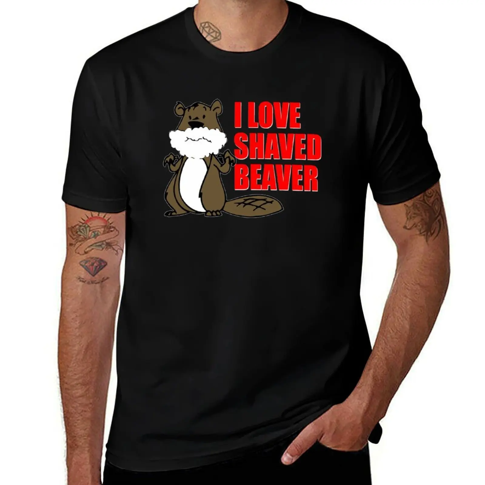 Фото Забавная футболка с надписью I LOVE SHAVED BEAVER DIRTY, модная футболка с принтом для мужчин №1