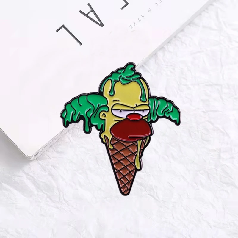 

Homer Ice Cream Clown Brooch Animated Sitcom The Simpsons Funny Badge Funny Enamel Pin Clothes Accessories Fashion Jewelry Gifts