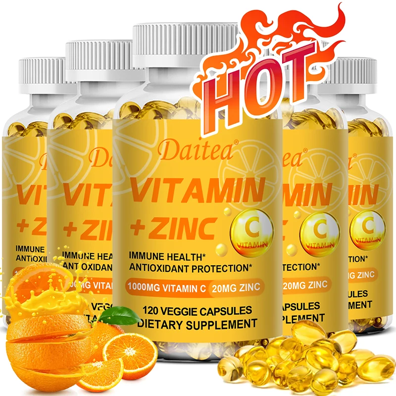 

Daitea Vitamin C Plus Zinc Strong Antioxidant Collagen Booster for Immune System and Skin Health Supplements