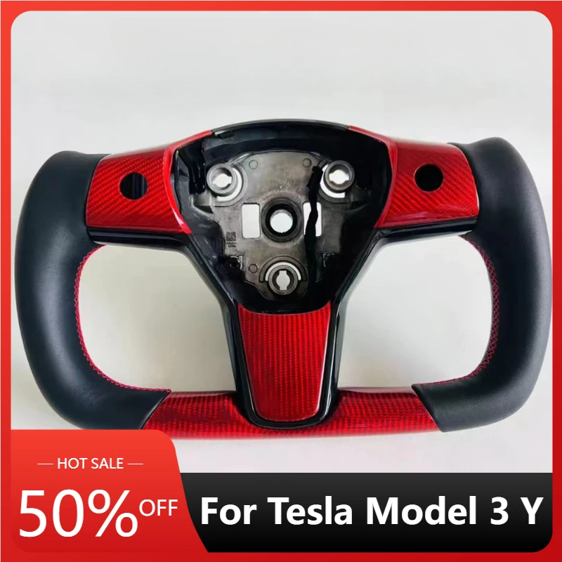 

For Model 3 Y Yoke Steering Wheel With Heating Personalized Customized Matte and Glossy Carbon Fiber For Tesla Y 3 2017 to 2023
