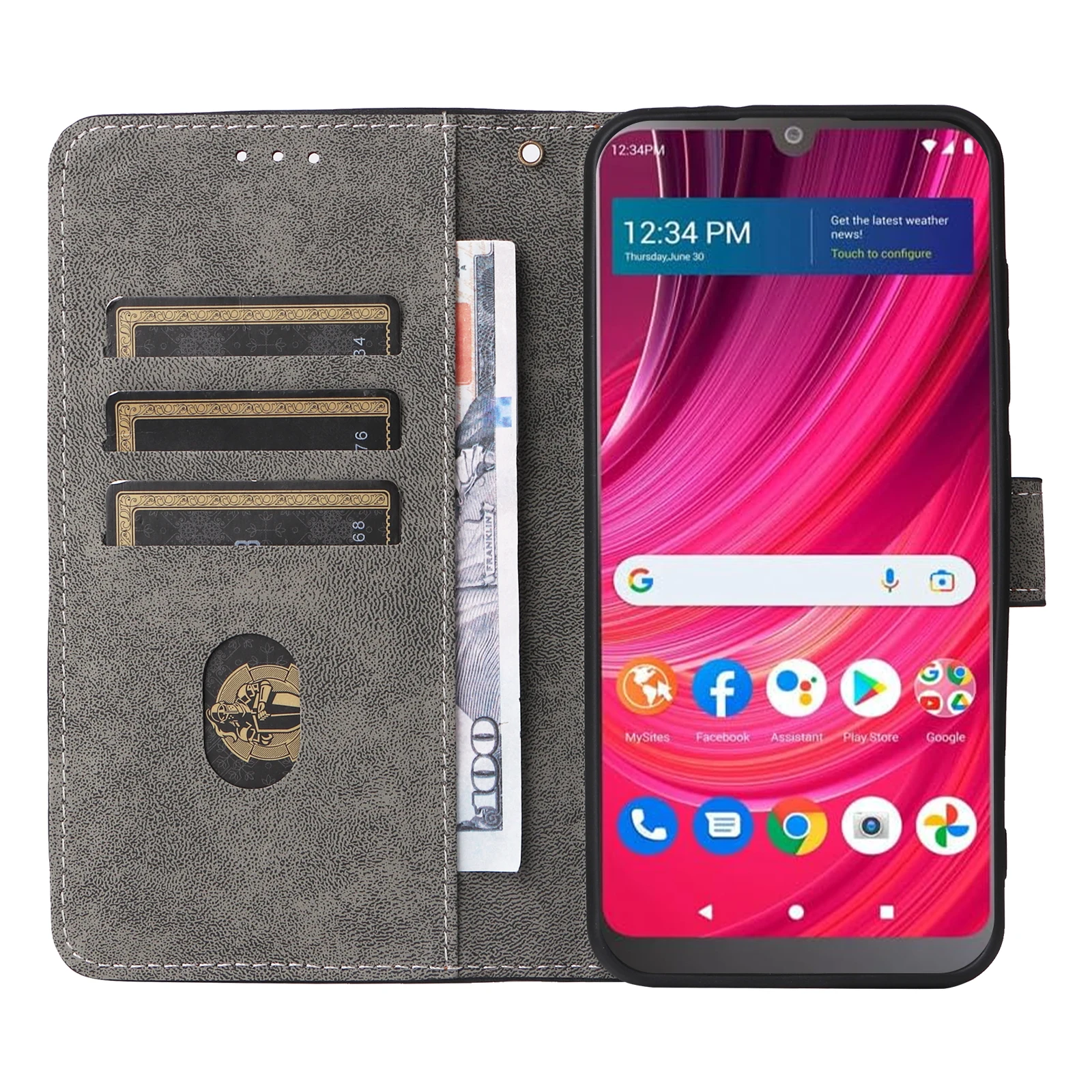 Кожаный чехол-книжка для BLU View 4 3 B140DL с магнитной кнопкой RFID-защитой