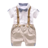 2022 summer cotton male baby gentleman bow tie short sleeve childrens suit foreign trade childrens boy fall clothes