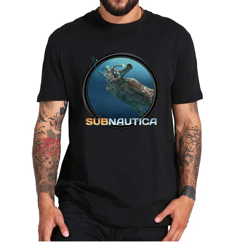 

Subnautica, подводная видеоигра, Классическая футболка, выживание в открытом мире, приключения, игровые Основные футболки, 100% хлопок