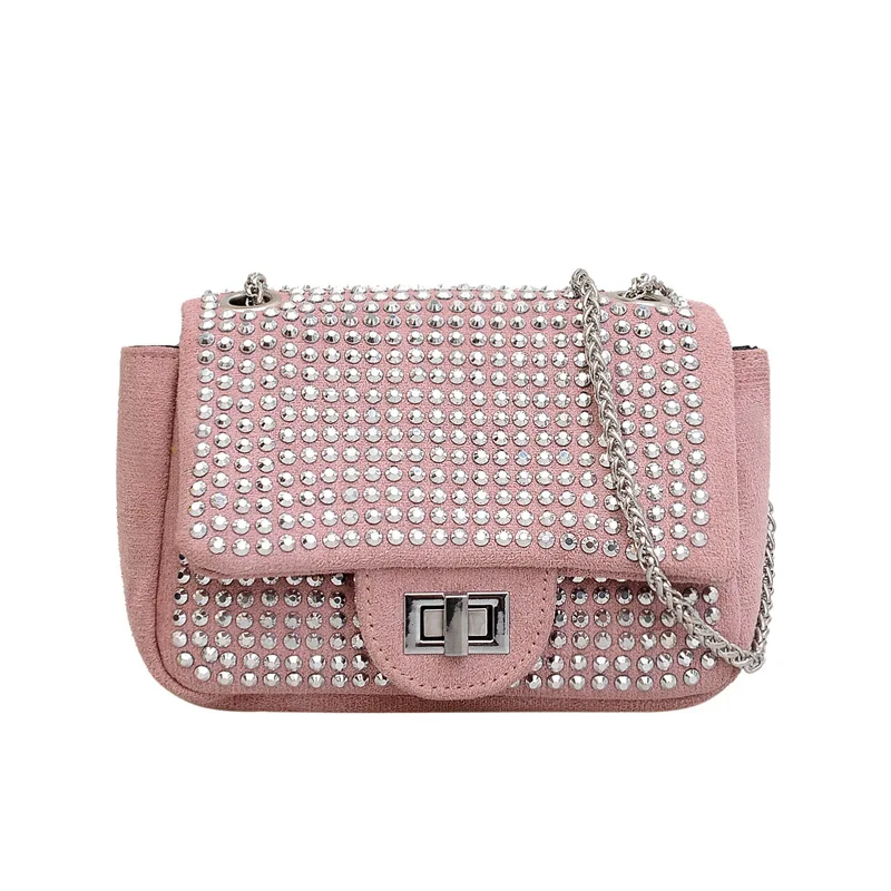 

Hot Selling Fashion Rhinestone Chain Small Square Bag Women 2022 New Versatile One-shoulder Lock Mini Crossbody Bag Women