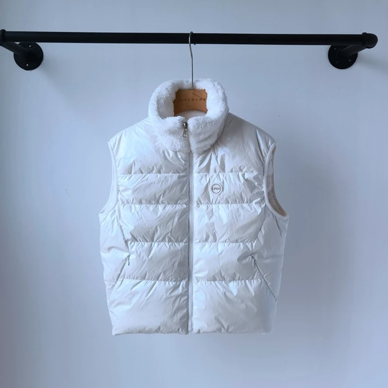 

Korean Golf Women's Vest Wearing Goose Down on Both Sides, Thick, Warm, Bright, Pearlescent Vest, Fashion Golf Plush Vest