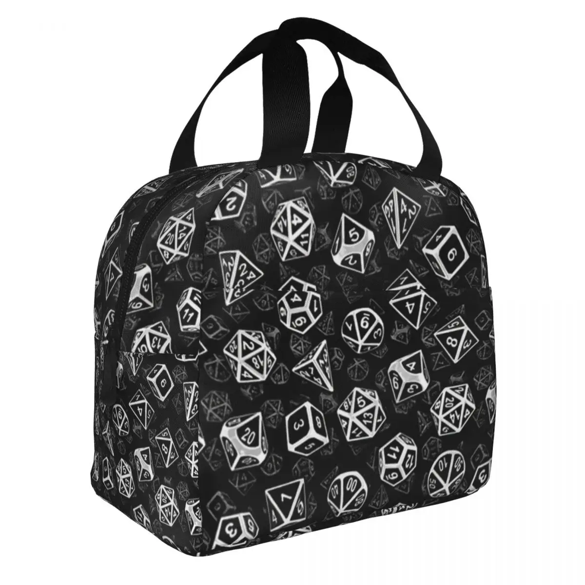 D20 Dice Set Pattern (White) Lunch Bento Bags Portable Aluminum Foil thickened Thermal Cloth Lunch Bag for Women Men Boy