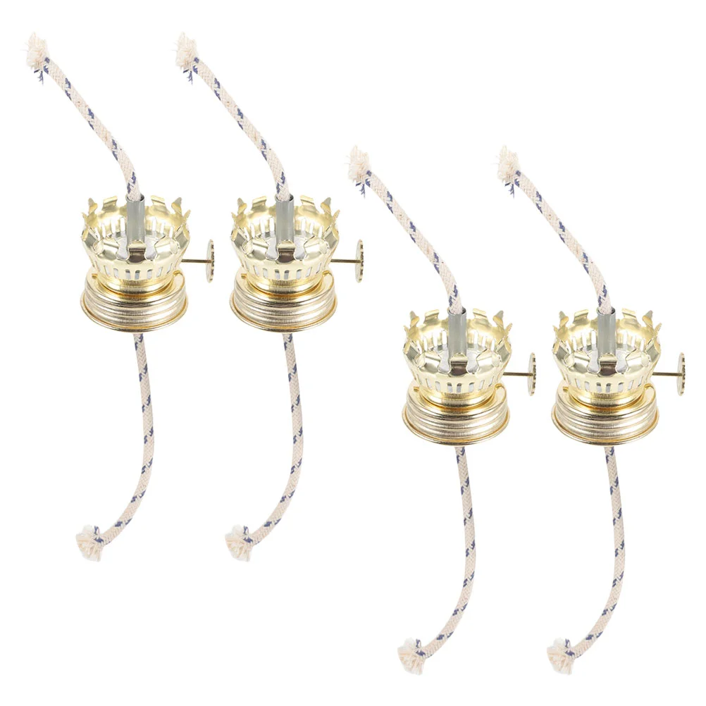 

4 Pcs Kerosene Oil Lamp Burner Parts Wick Metal Replacement Holders Zinc Alloy Camping Lantern