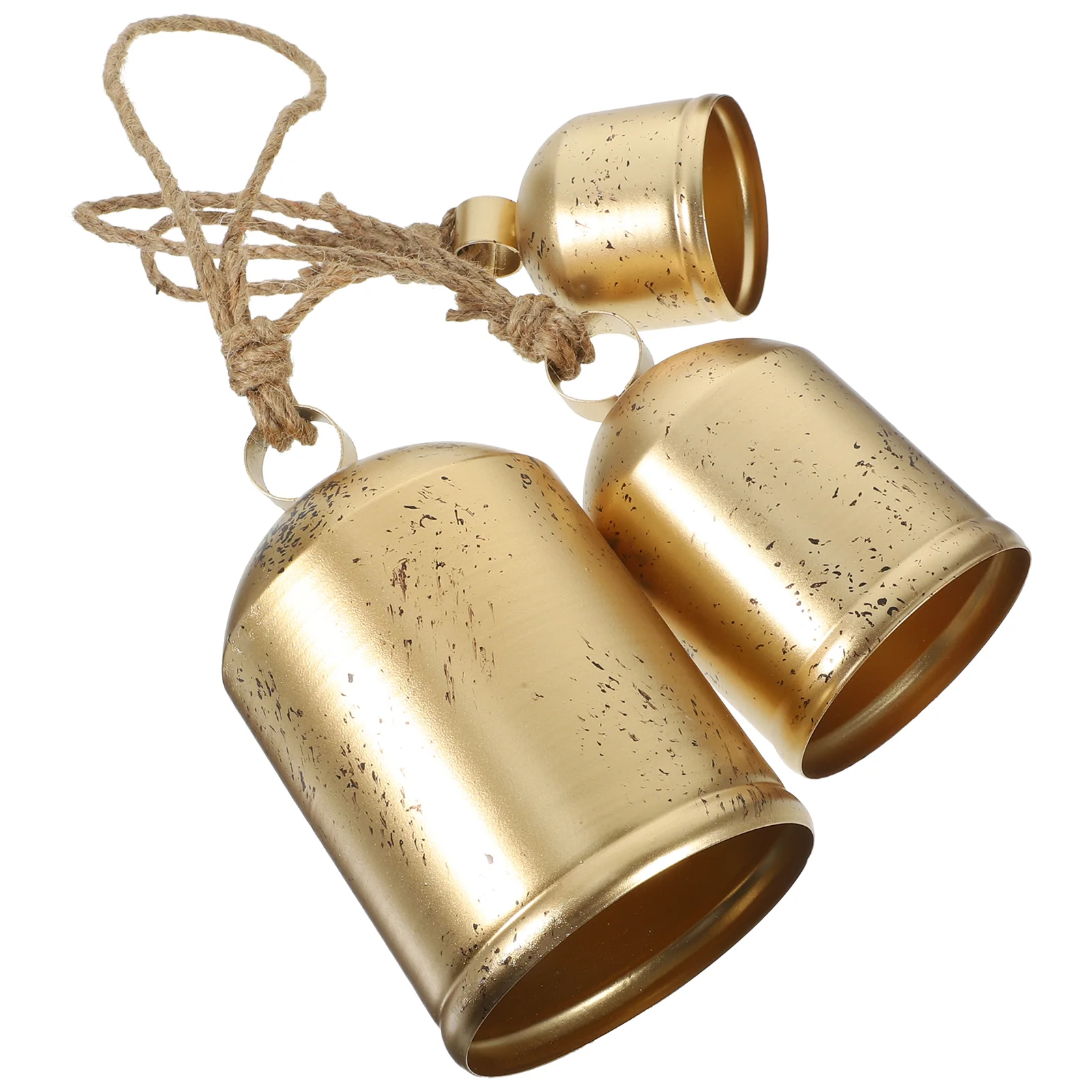 

3 Pcs Hanging Cow Bell Rope Christmas Crafts Bells Decorations Vintage Metal Xmas