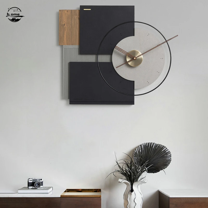 

Large Wooden Wall Clock Geometry Modern Minimalist Silent Clocks Single Face Wall Hanging Watch Art Living Room Home Decor Zegar