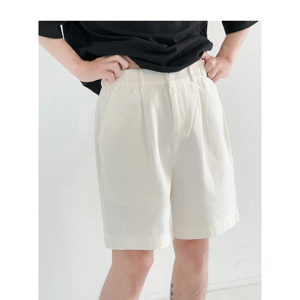 

2022 летние мужские модные Свободные повседневные шорты белого/цвета хаки Высококачественные эластичные шорты на пуговицах аналогично