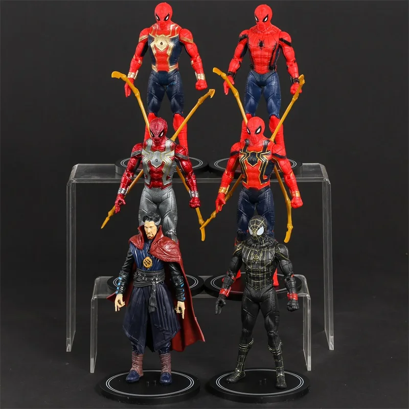 

6pcs/set Marvel Spiderman Iron Spider Doctor Strange PVC Figures Dolls Desktop Decoration Model Toys