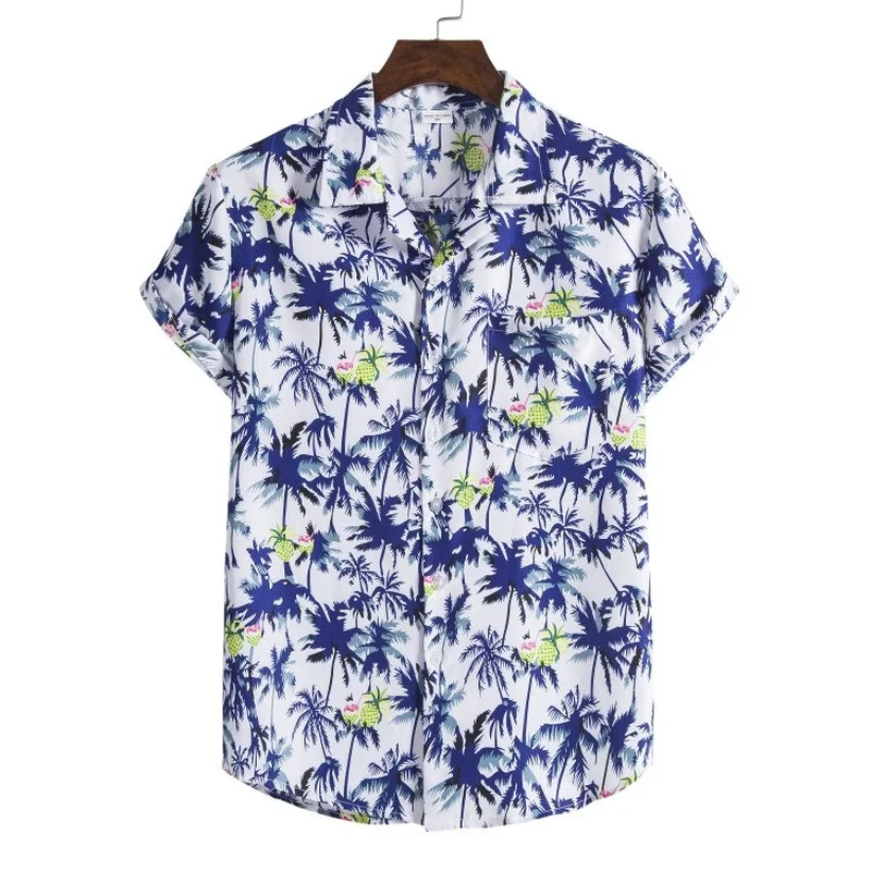 2022 Summer Hawaiian Shirt 3D T-shirt Retro shirt Coconut Tree Pattern Short Sleeve Man Camisa Vacation Casua Man T-shirt Beach